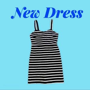 Striped navy blue and white dress